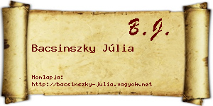 Bacsinszky Júlia névjegykártya